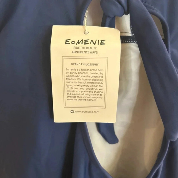 EOMENIE blue and white Women’s one piece bathing suit Size Large NWT - Picture 5 of 6